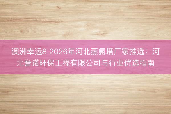 澳洲幸運8 2026年河北蒸氨塔廠家推選:河北譽諾環保工程有限公司與行業優選指南