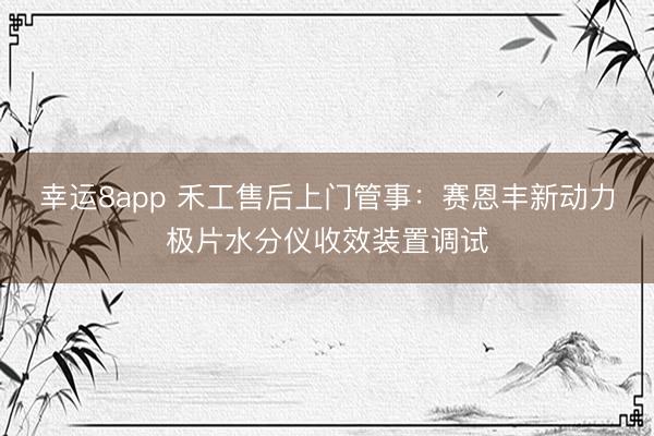 幸運8app 禾工售后上門管事：賽恩豐新動力極片水分儀收效裝置調試