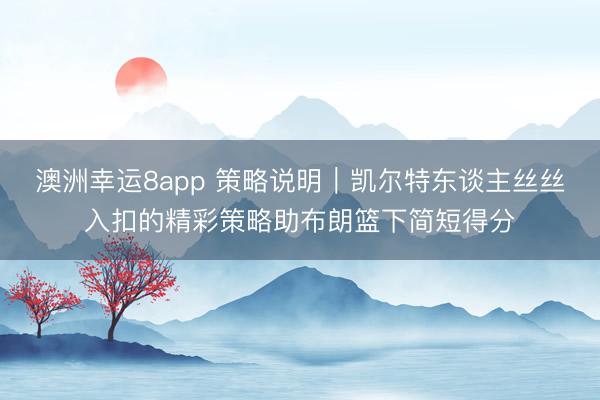 澳洲幸運8app 策略說明｜凱爾特東談主絲絲入扣的精彩策略助布朗籃下簡短得分
